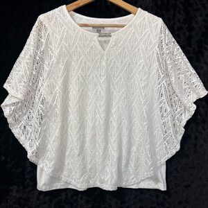 Vtg JM Collection Blouse P/XL All Over Lace Butterfly Sleeve Boho Fairy Romantic